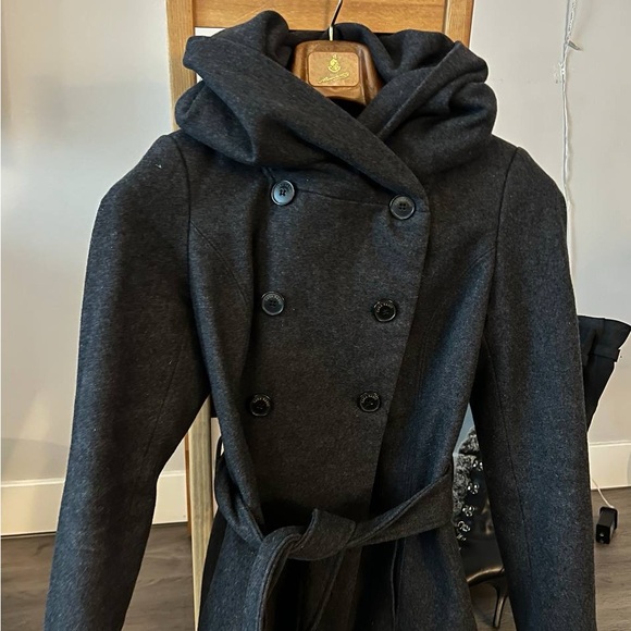 Zara Dark Grey Double-Breasted Trench Coat - Picture 5 of 12